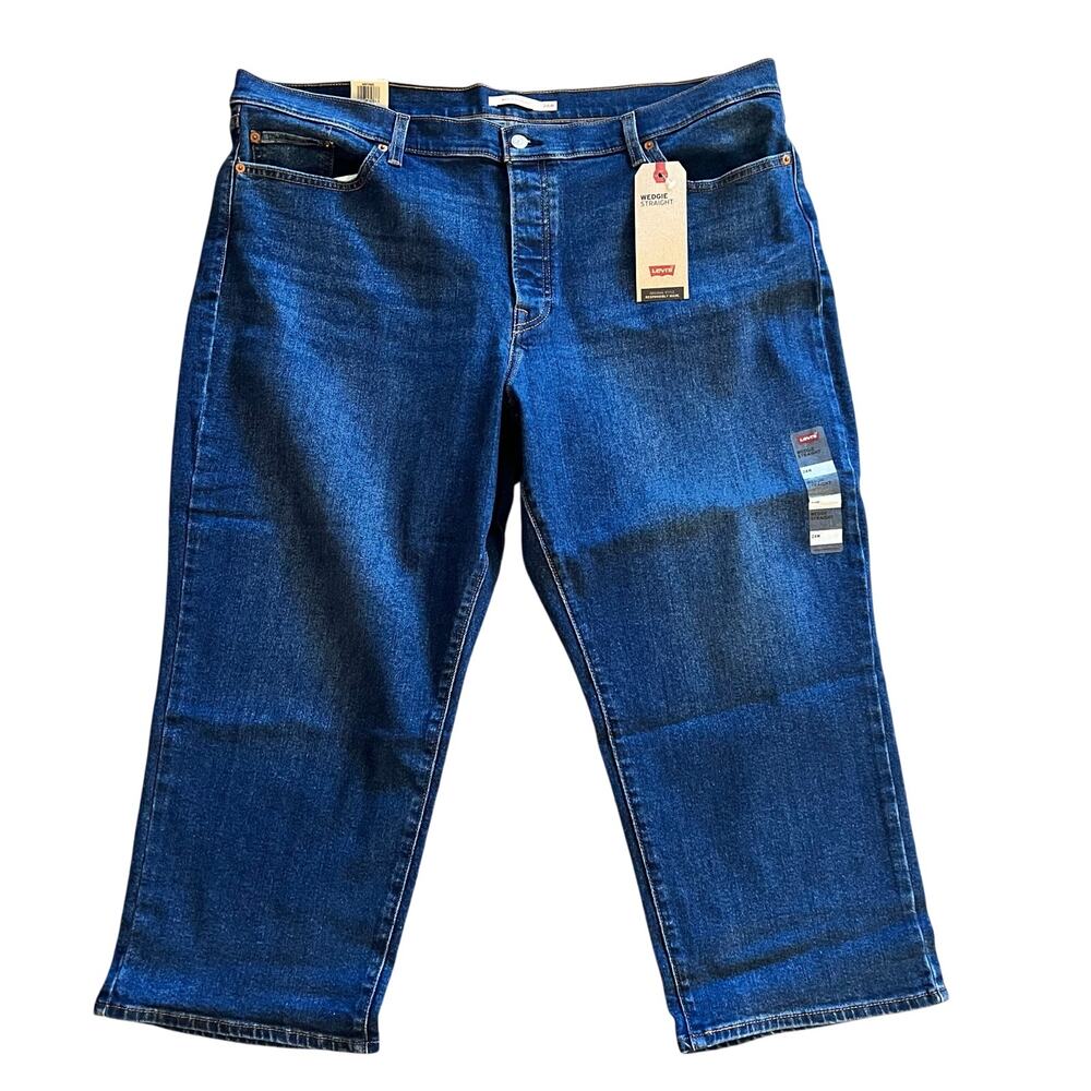 Levi's Wedgie Straight Jeans 24W Plus Med Wash Crop High Rise Button Fly New